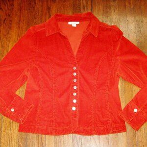 Vintage Dress Barn Jacket Women Sz Medium Cotton Blend Deep Orange w Pockets